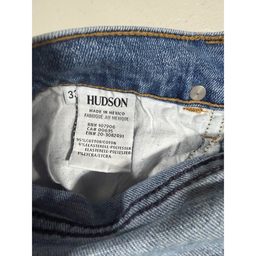 Hudson Byron Straight Leg Jeans Mens 33 Medium Wash Blue Denim Pants 32 Inseam - Picture 3 of 5